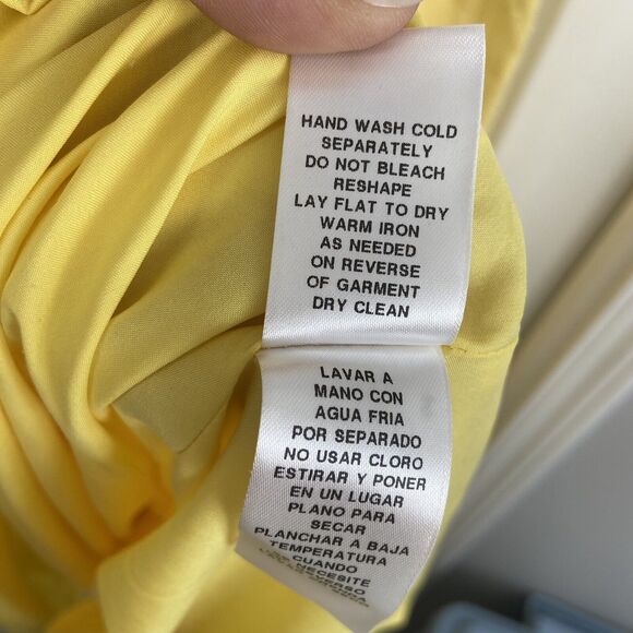 Maggy London Sz 10 Tiered Midi Sundress Yellow Flutter Cap Sleeve Silver Thread - Picture 8 of 13